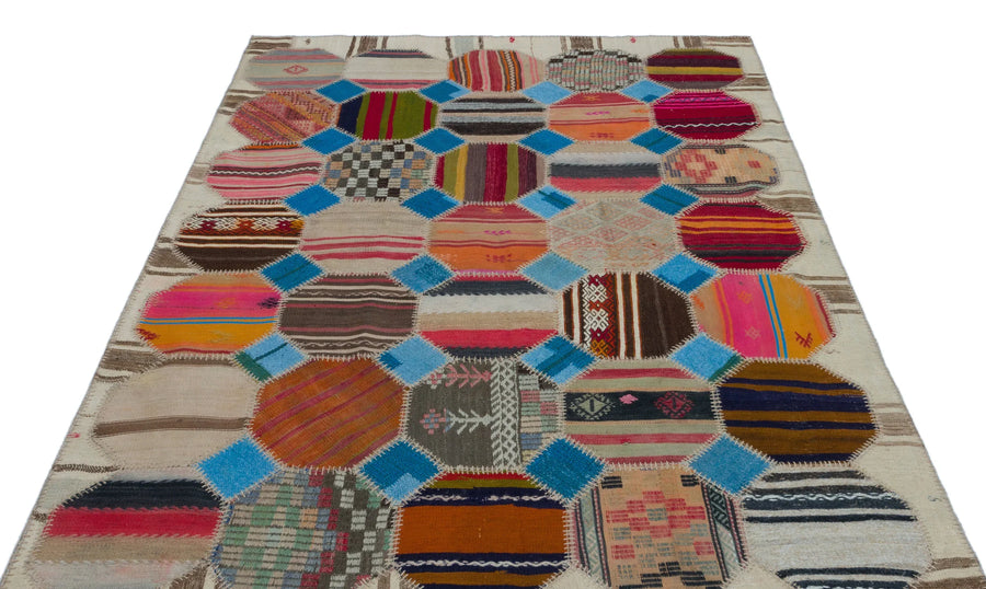 Bej Anadolu Bohem Geometrik Yün Halı 162x231 - Özel Seri
