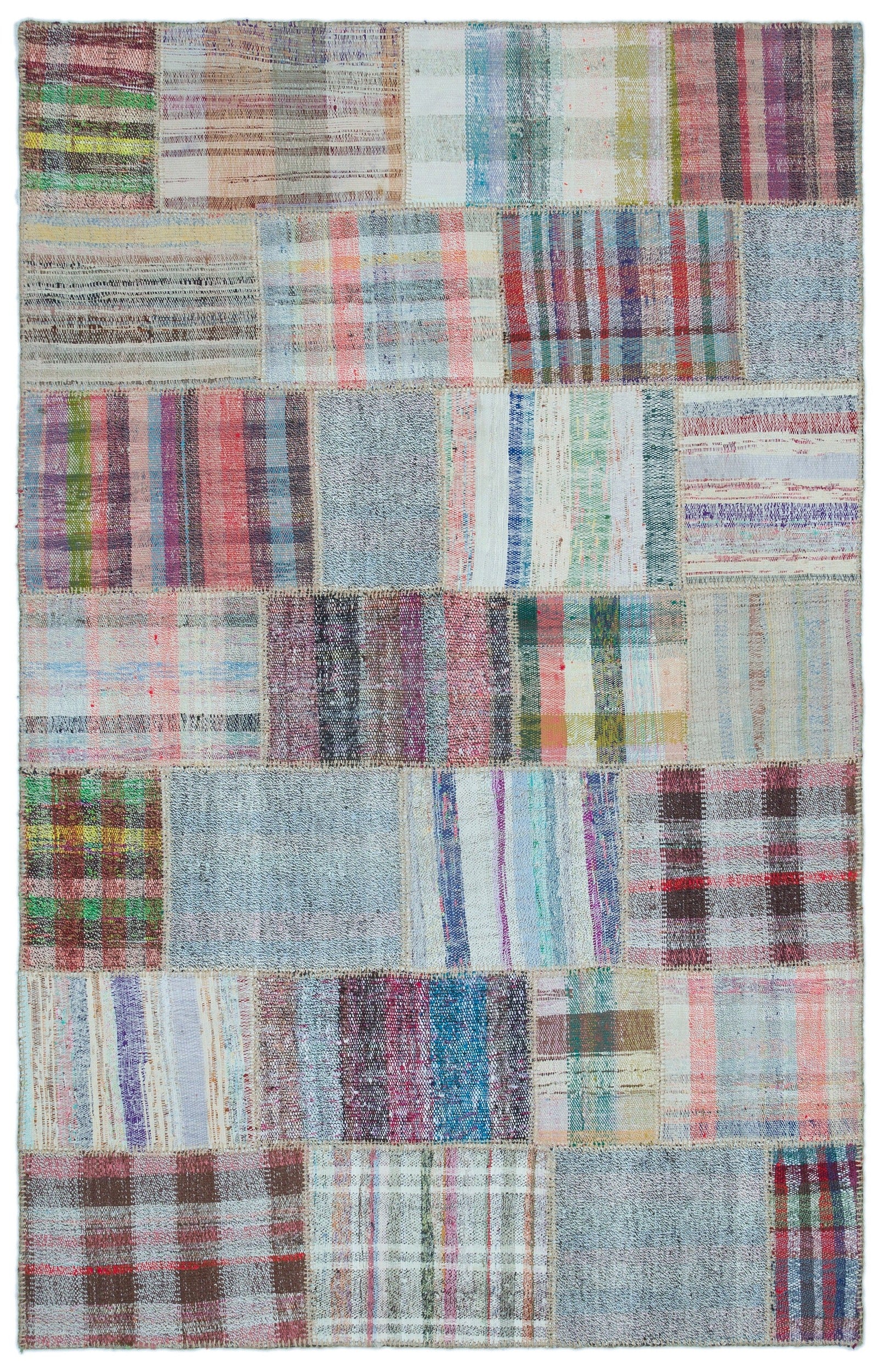 Teselya Bej Çizgili Yün El Dokuma Halısı 145 x 228 Apex Unique