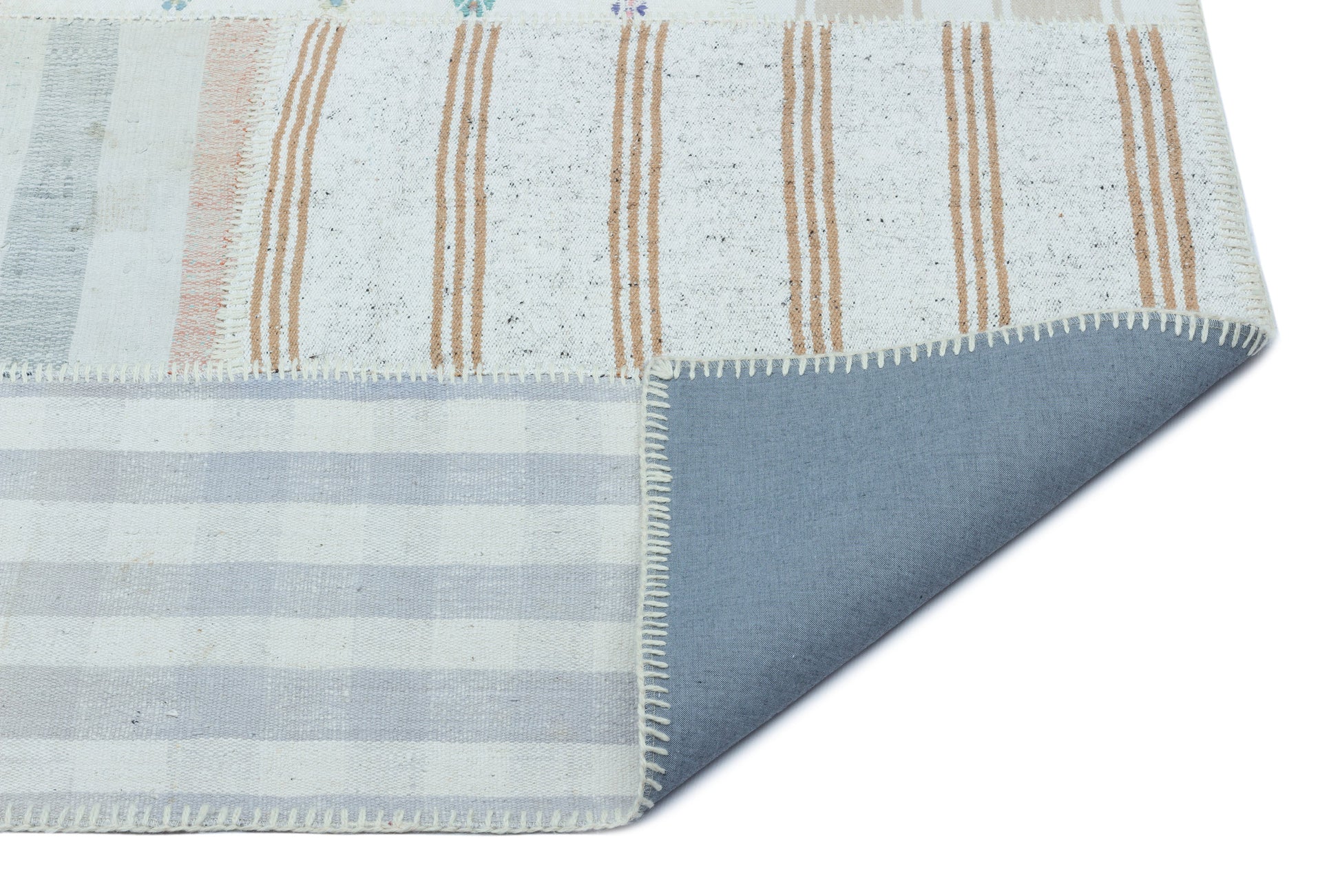 Teselya Bej Çizgili Yün El Dokuma Halısı 157 x 225 Apex Unique