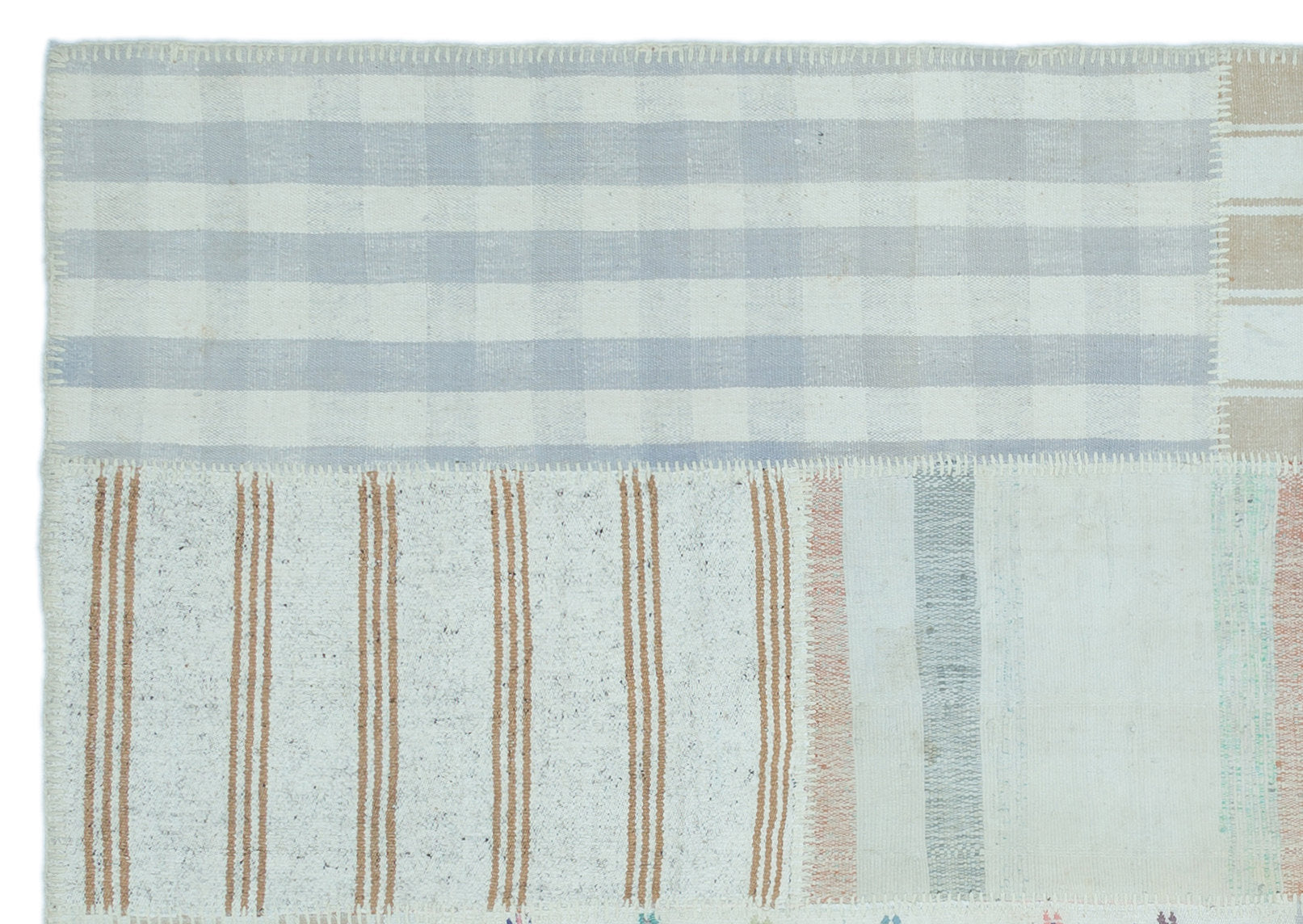 Teselya Bej Çizgili Yün El Dokuma Halısı 157 x 225 Apex Unique