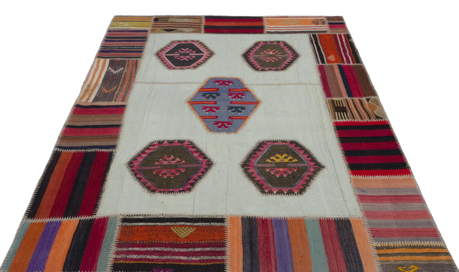 Bej Anadolu Bohem Geometrik Yün Halı 165x225 - Özel Seri