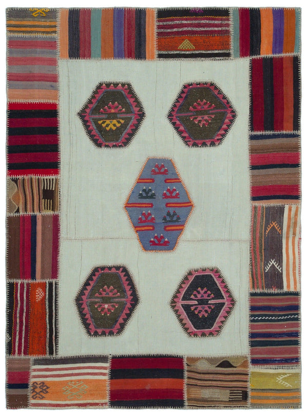 Bej Anadolu Bohem Geometrik Yün Halı 165x225 - Özel Seri
