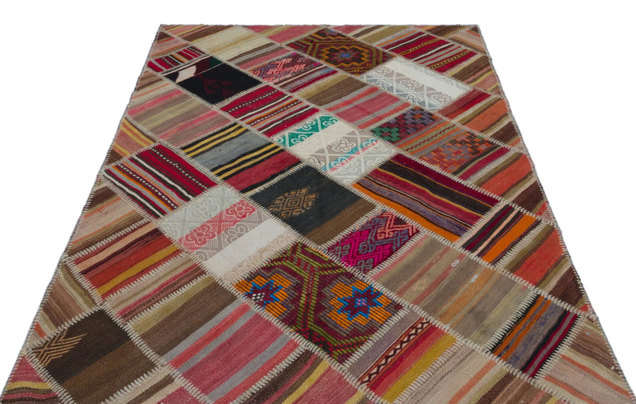 Kırmızı Anadolu Bohem Geometrik Yün Halı 157x234 - Özel Seri
