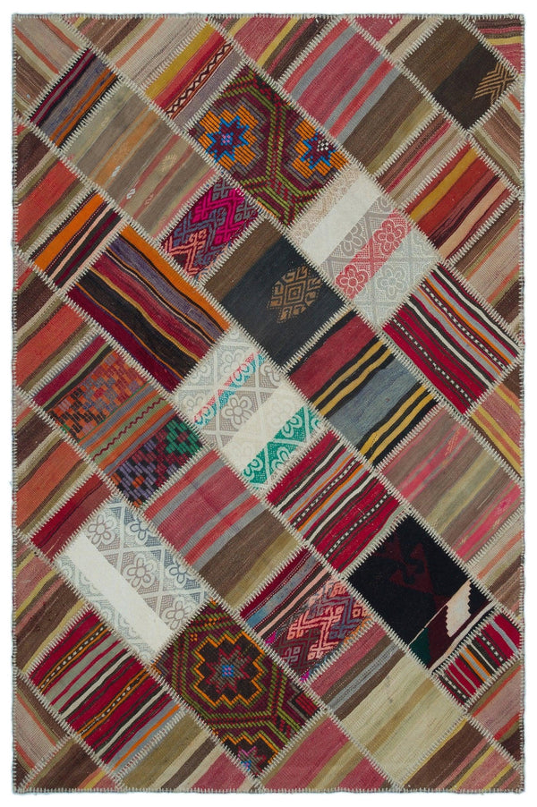 Kırmızı Anadolu Bohem Geometrik Yün Halı 157x234 - Özel Seri