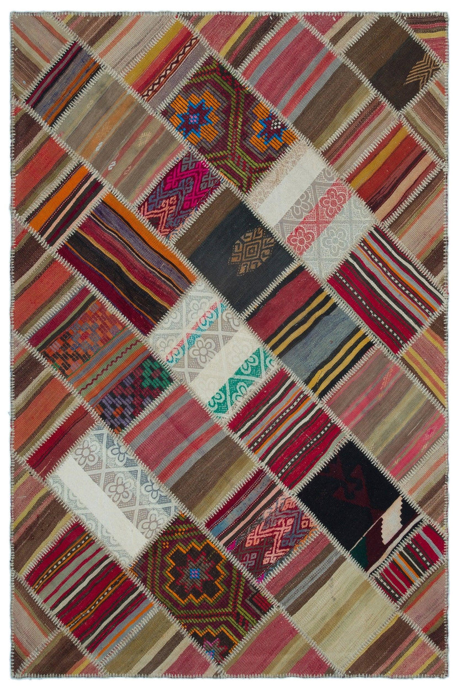 Çok Renkli Geometrik Desenli Yün El Dokuma Halı 157x234 cm – Koridor kullanımı