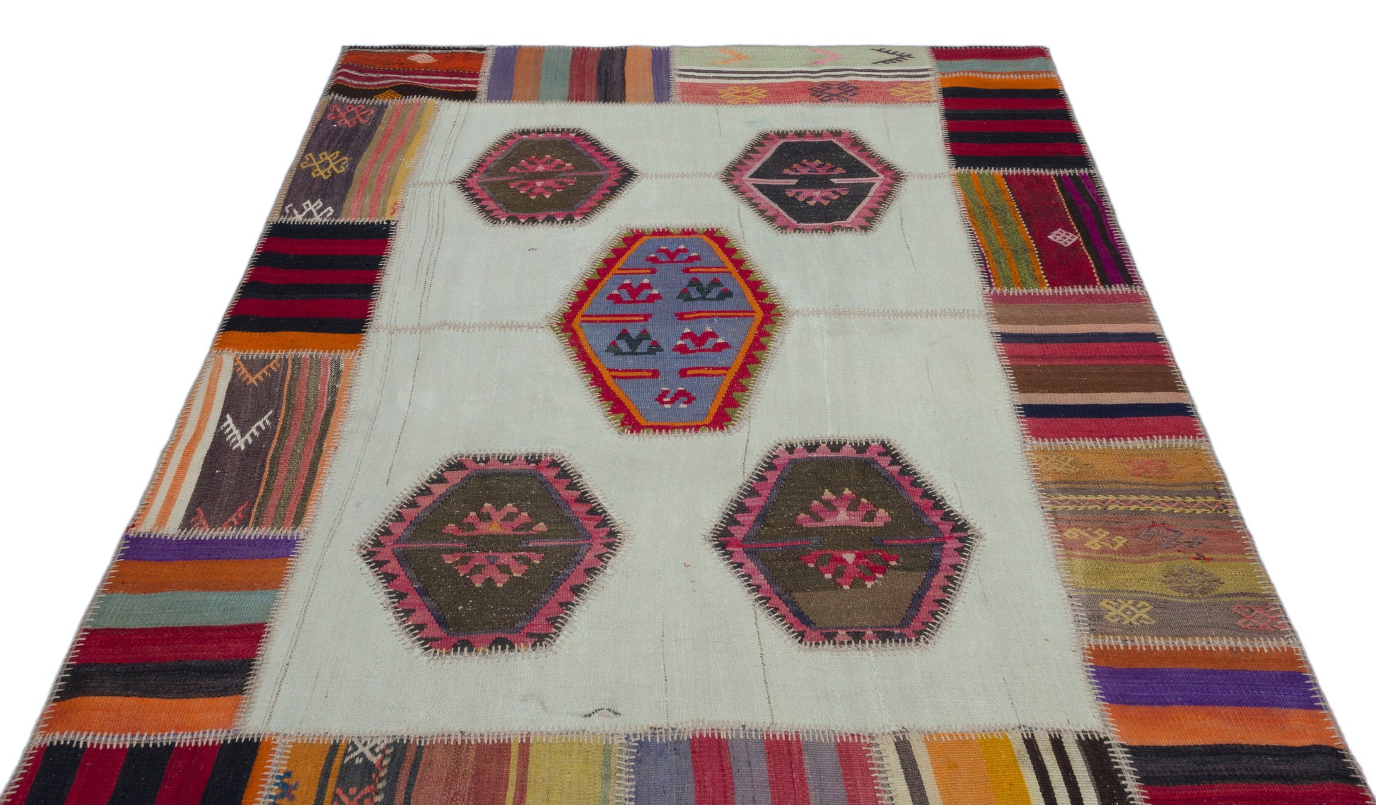 Teselya Bej Eskitme Yün El Dokuma Halısı 162 x 227 Apex Unique