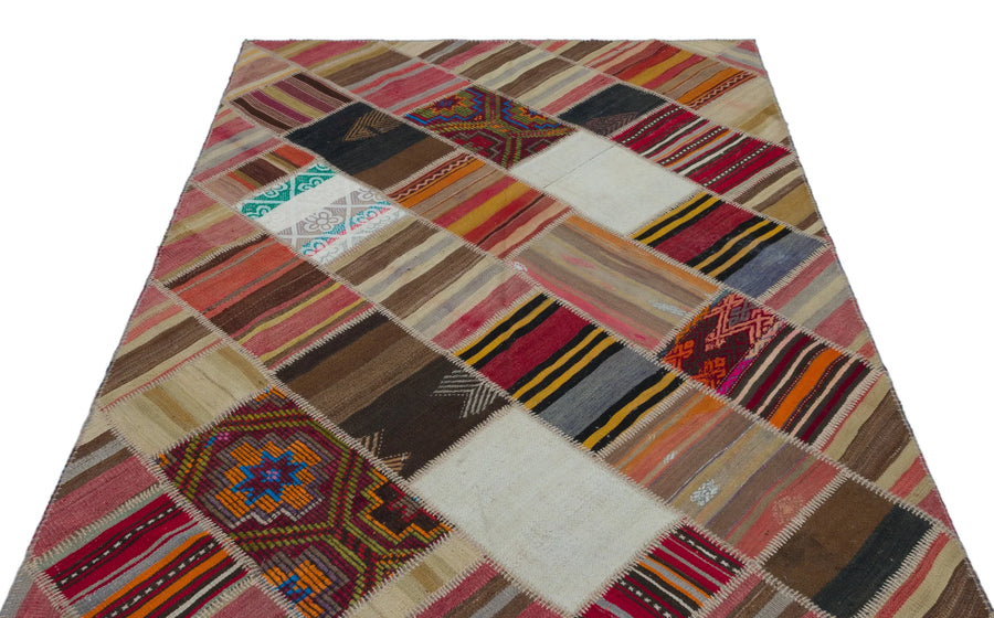 Kırmızı Anadolu Bohem Geometrik Yün Halı 157x229 - Özel Seri