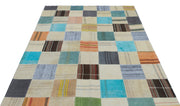 Teselya Bej Patchwork Yün El Dokuma Halısı 164 x 233 Apex Unique