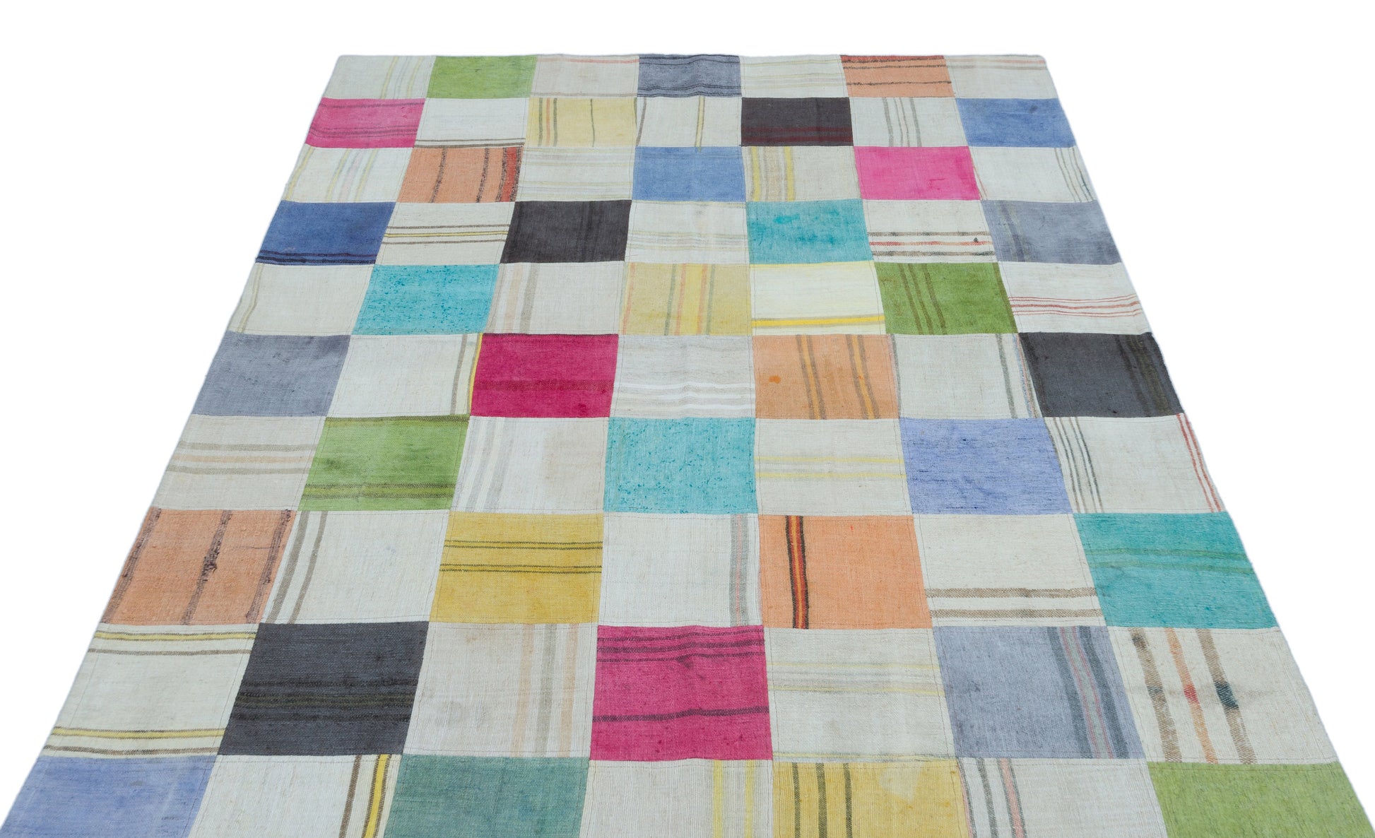Teselya Bej Patchwork Yün El Dokuma Halısı 158 x 227 Apex Unique