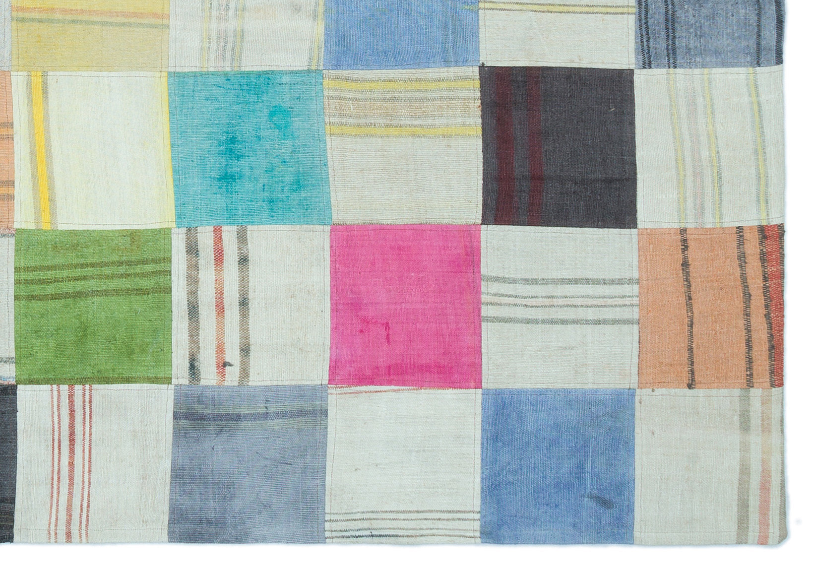 Teselya Bej Patchwork Yün El Dokuma Halısı 158 x 227 Apex Unique