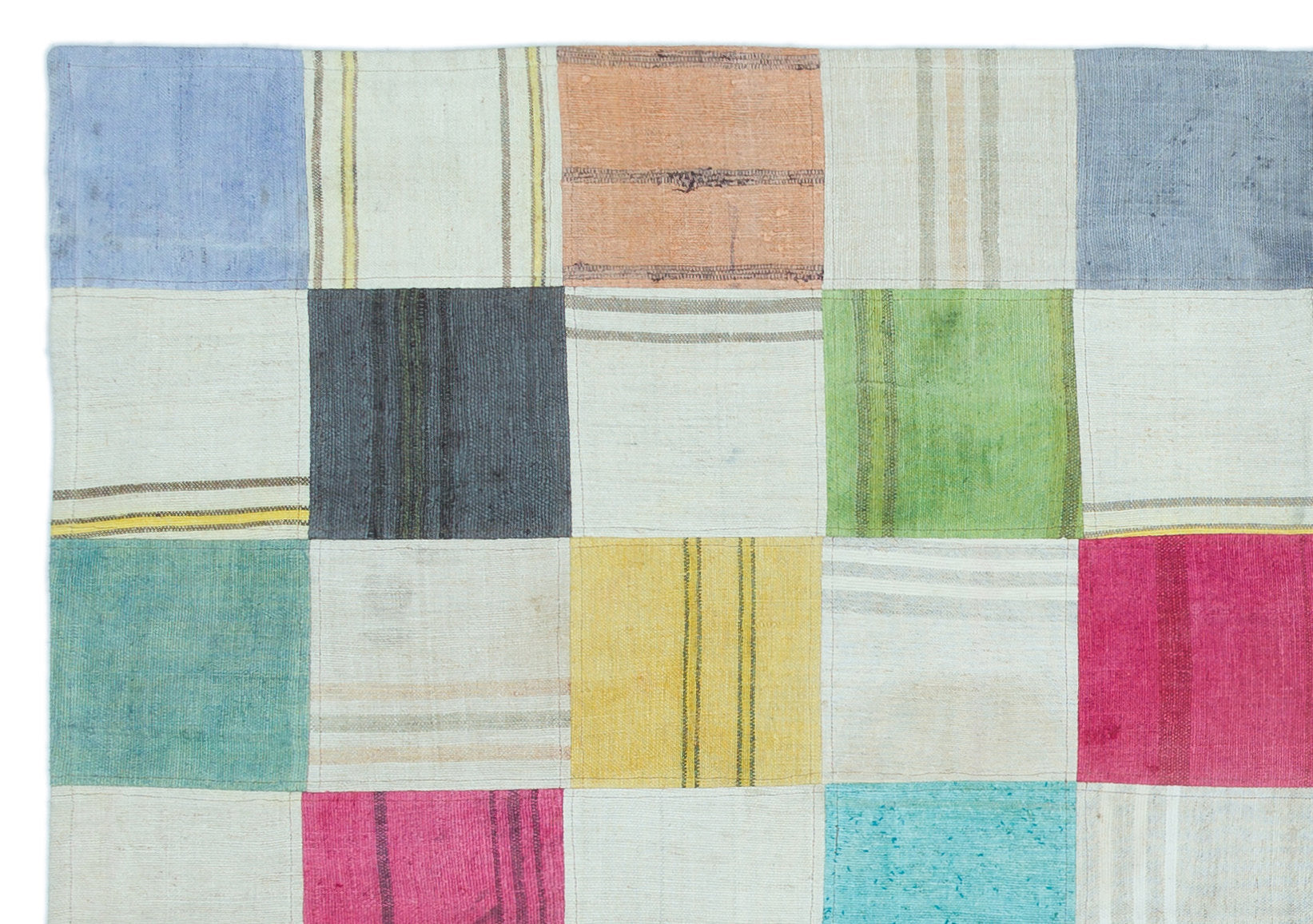 Teselya Bej Patchwork Yün El Dokuma Halısı 158 x 227 Apex Unique