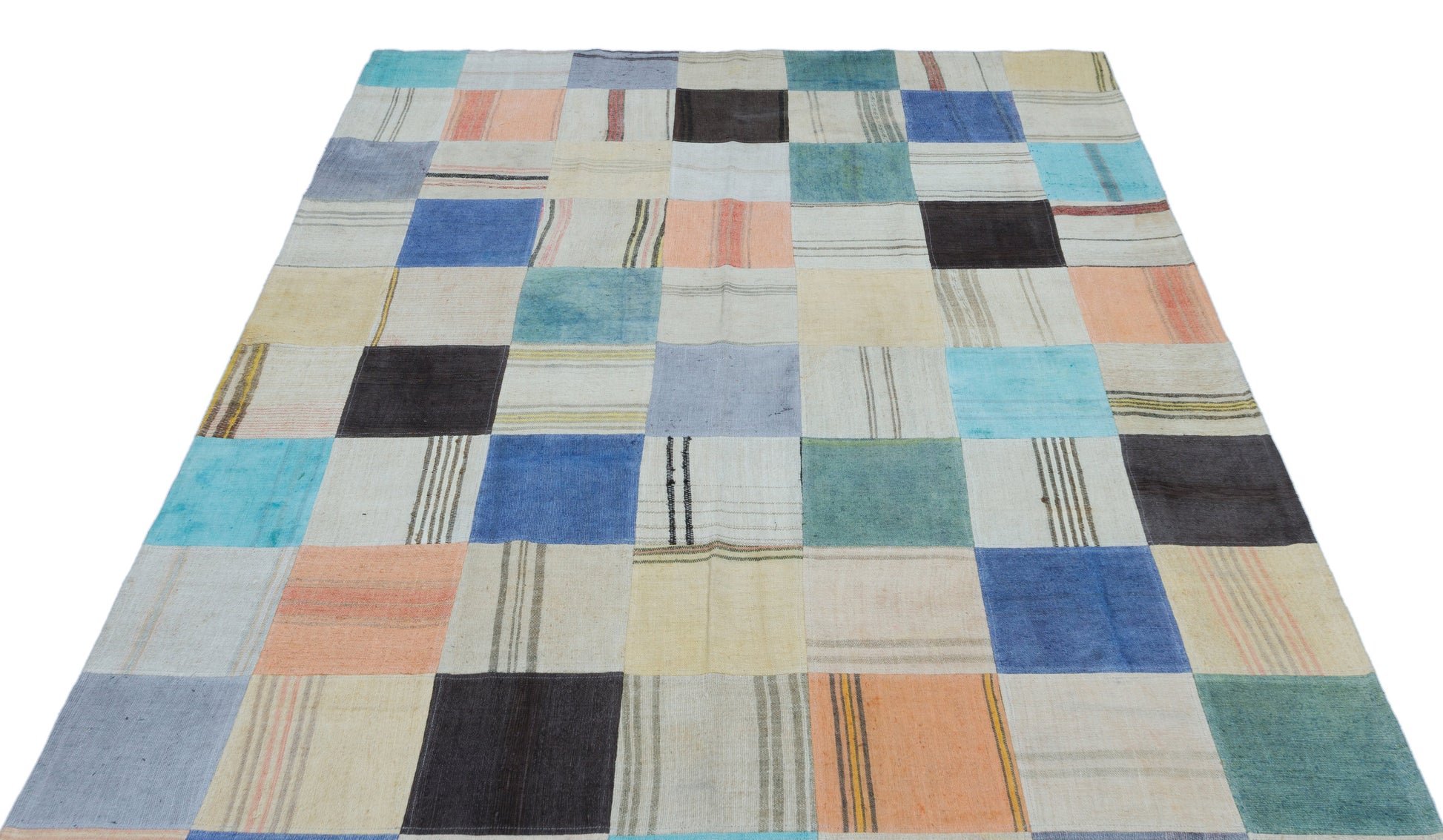 Teselya Bej Patchwork Yün El Dokuma Halısı 165 x 235 Apex Unique