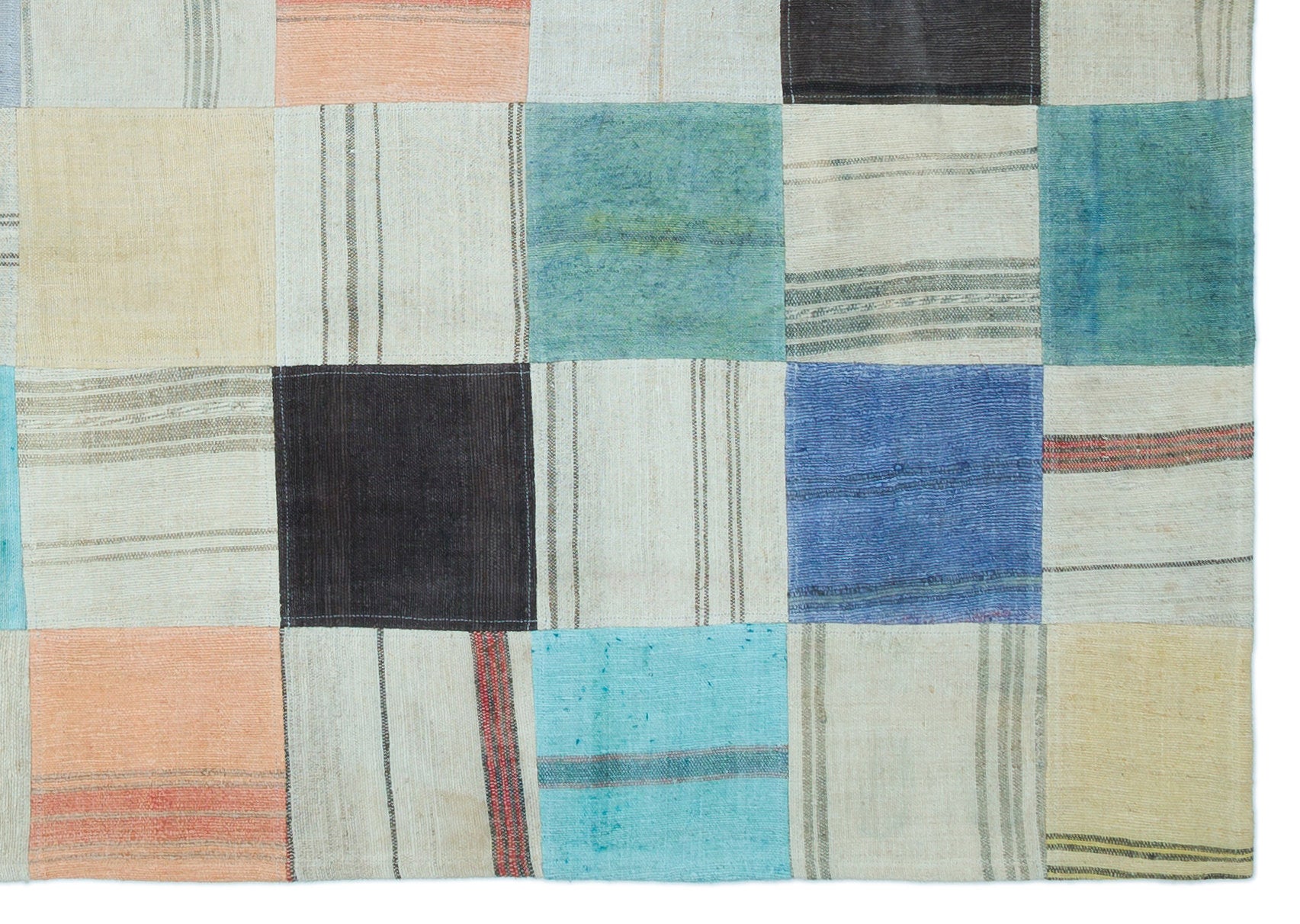Teselya Bej Patchwork Yün El Dokuma Halısı 165 x 235 Apex Unique