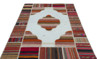 Beyaz Krem Bohem Etnik Patchwork Salon Halısı
