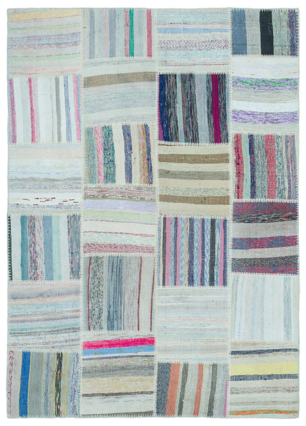 Bej Gri Geometrik Modern Yün Halı 160x222