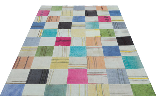 Teselya Krem Patchwork Yün El Dokuma Halısı 158 x 230 Apex Unique