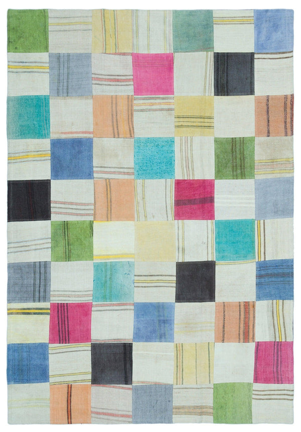 Krem Anadolu Bohem Geometrik Yün Halı 158x230 - Özel Seri