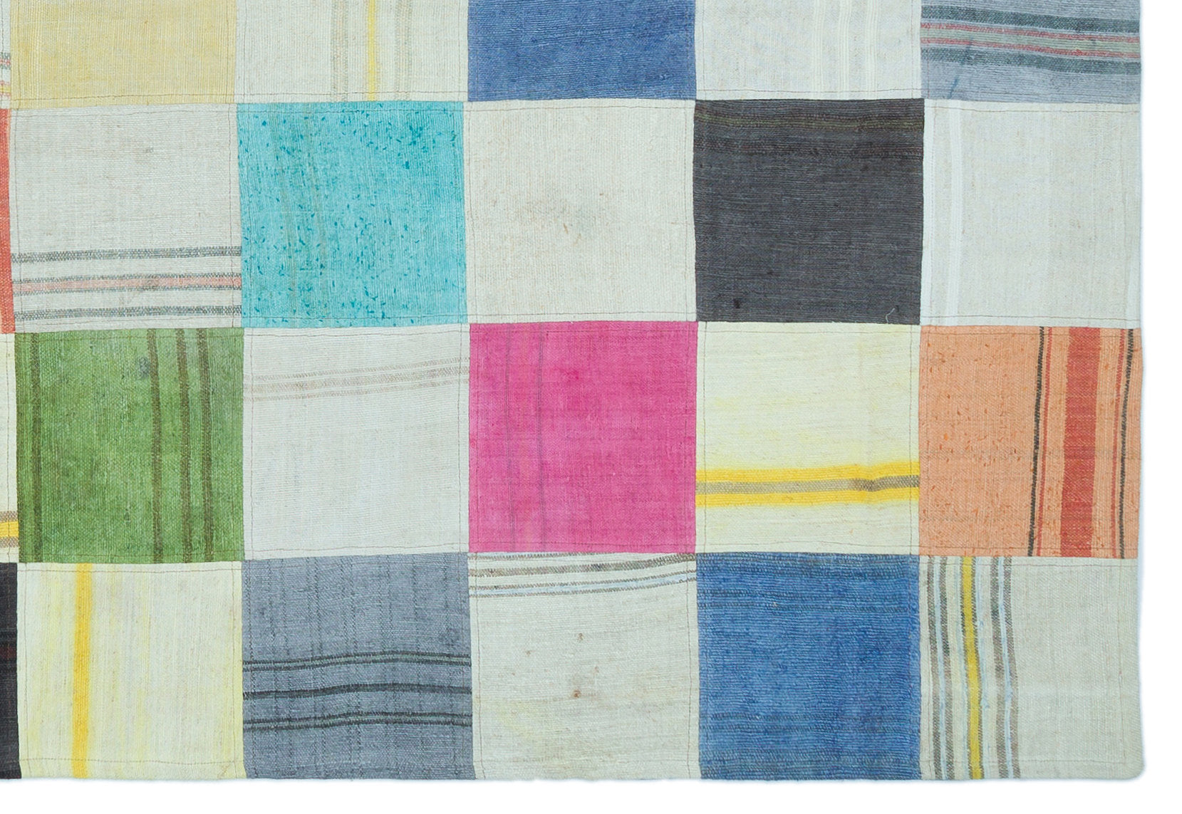 Teselya Bej Patchwork Yün El Dokuma Halısı 156 x 230 Apex Unique