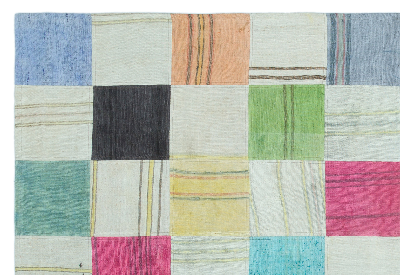 Teselya Bej Patchwork Yün El Dokuma Halısı 156 x 230 Apex Unique