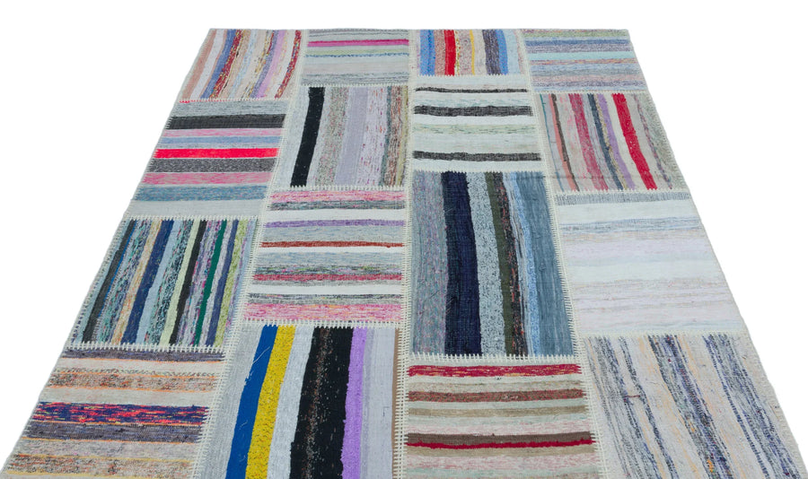Modern Çizgili Yün Halı 159x220