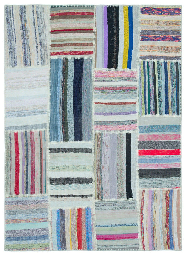 Modern Çizgili Yün Halı 159x220