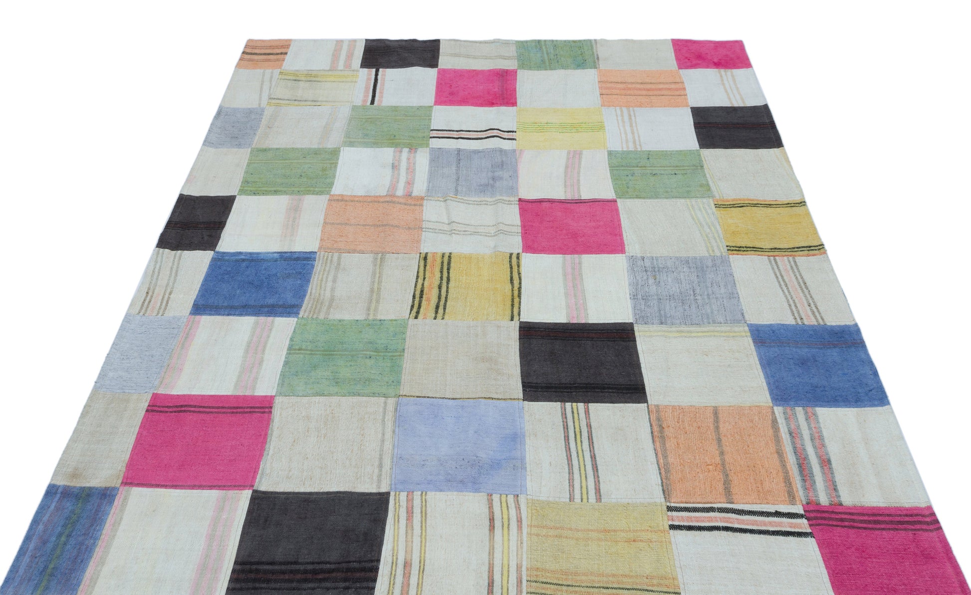 Teselya Bej Patchwork Yün El Dokuma Halısı 158 x 230 Apex Unique