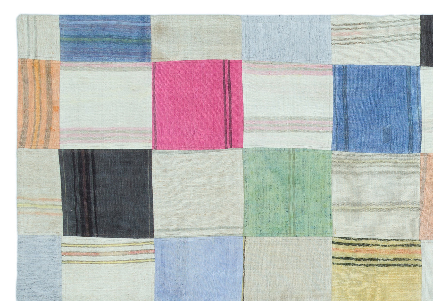 Teselya Bej Patchwork Yün El Dokuma Halısı 158 x 230 Apex Unique