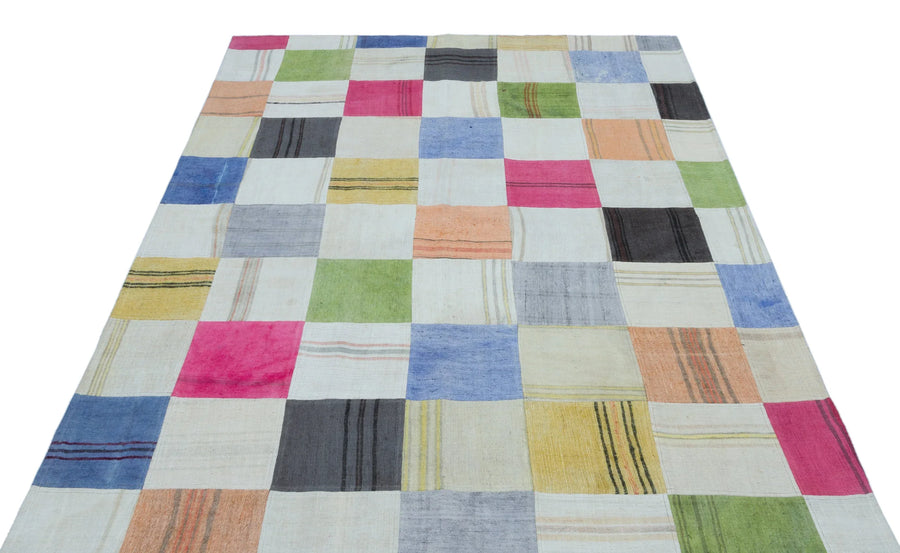 Krem Anadolu Bohem Geometrik Yün Halı 159x228 - Özel Seri