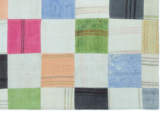 Teselya Krem Patchwork Yün El Dokuma Halısı 159 x 228 Apex Unique