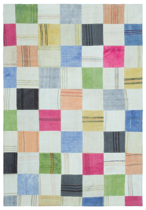 Krem Anadolu Bohem Geometrik Yün Halı 159x228 - Özel Seri