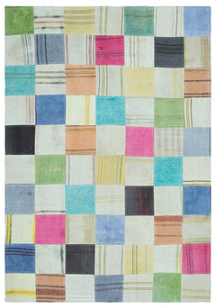 Teselya Gri Patchwork Yün El Dokuma Halısı 157 x 226 Apex Unique