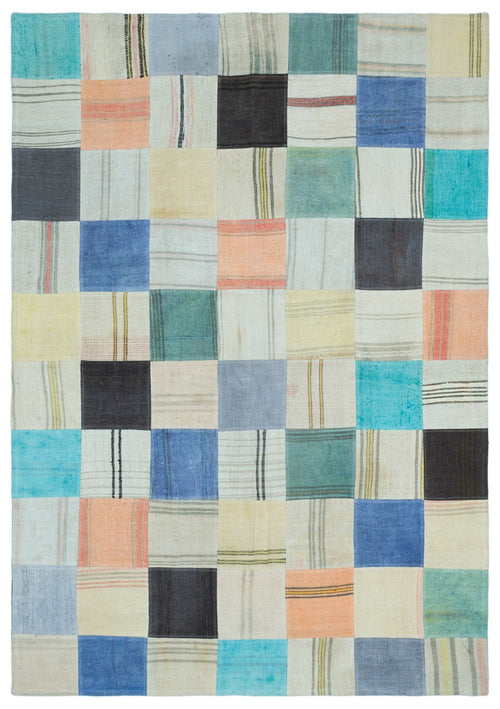 Teselya Gri Patchwork Yün El Dokuma Halısı 165 x 234 Apex Unique