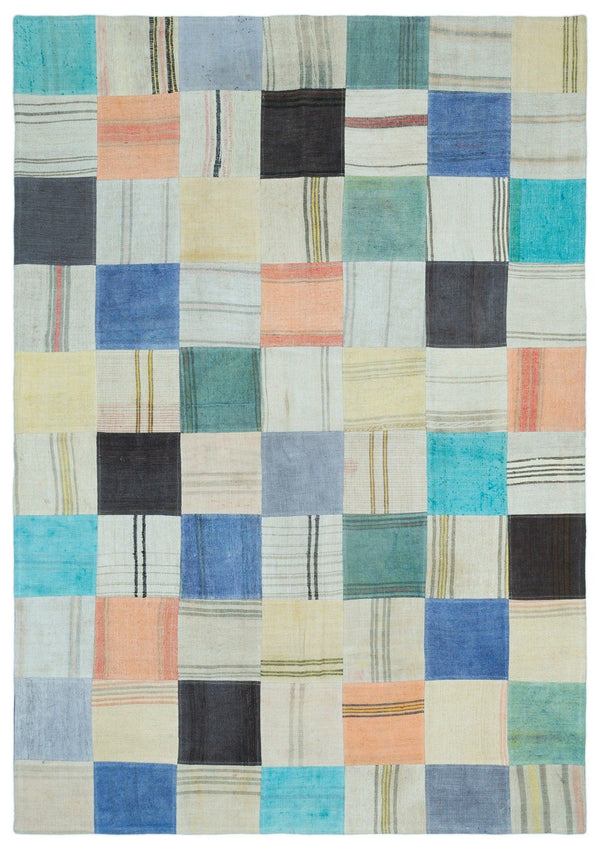 Gri Anadolu Bohem Geometrik Yün Halı 165x234 - Özel Seri