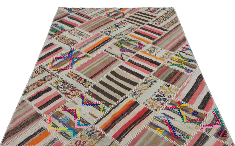 Bej Anadolu Bohem Geometrik Yün Halı 160x234 - Özel Seri