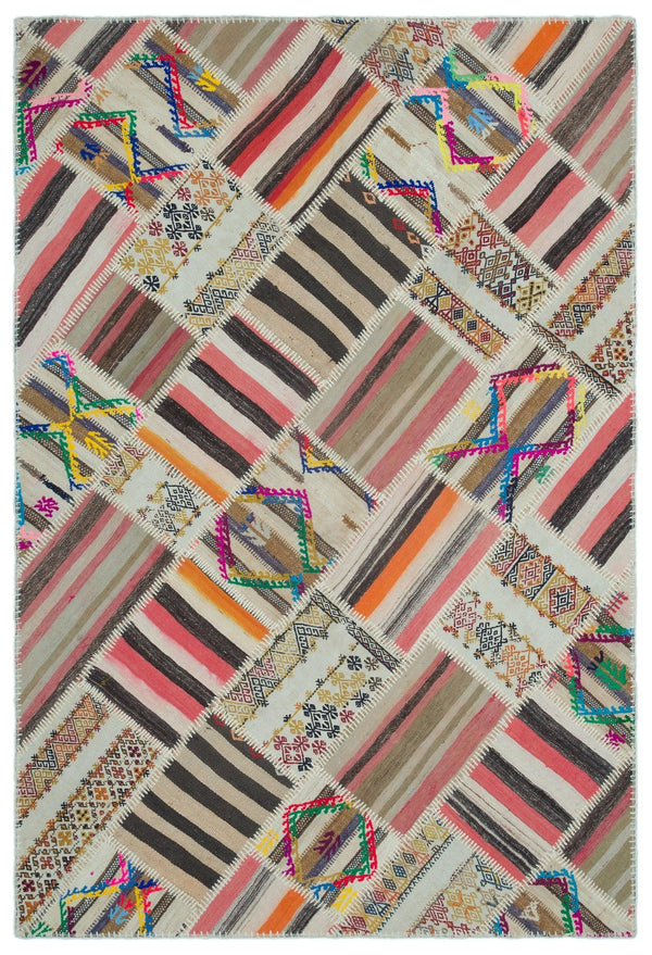 Bej Anadolu Bohem Geometrik Yün Halı 160x234 - Özel Seri