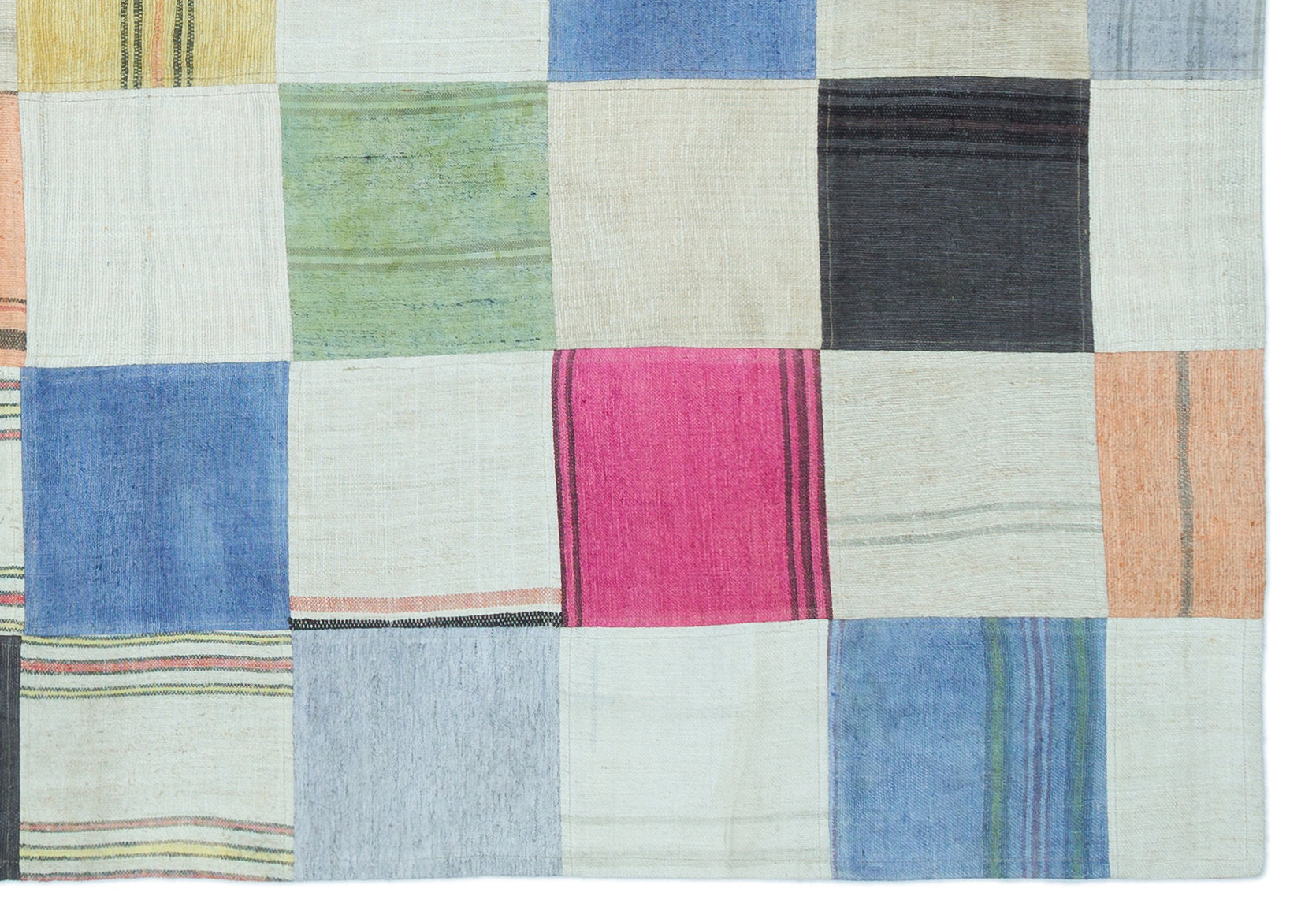 Teselya Bej Patchwork Yün El Dokuma Halısı 157 x 228 Apex Unique