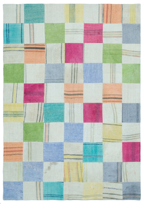 Teselya Gri Patchwork Yün El Dokuma Halısı 160 x 226 Apex Unique