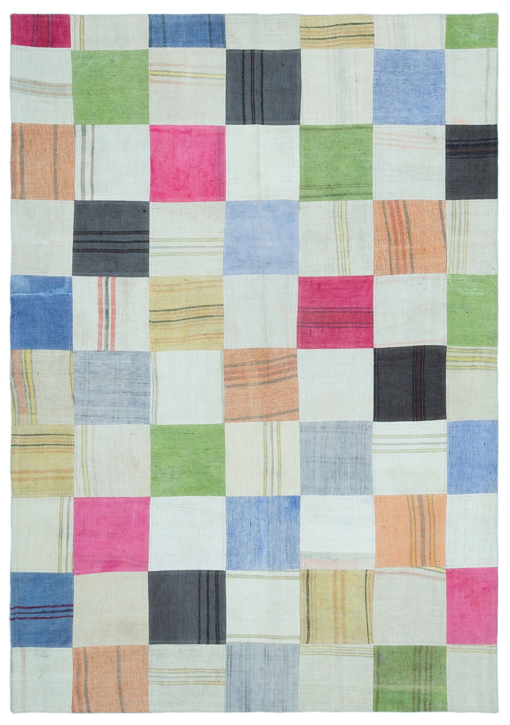 Teselya Bej Patchwork Yün El Dokuma Halısı 160 x 230 Apex Unique