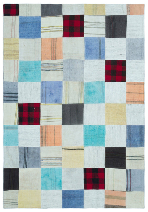 Teselya Gri Patchwork Yün El Dokuma Halısı 159 x 230 Apex Unique