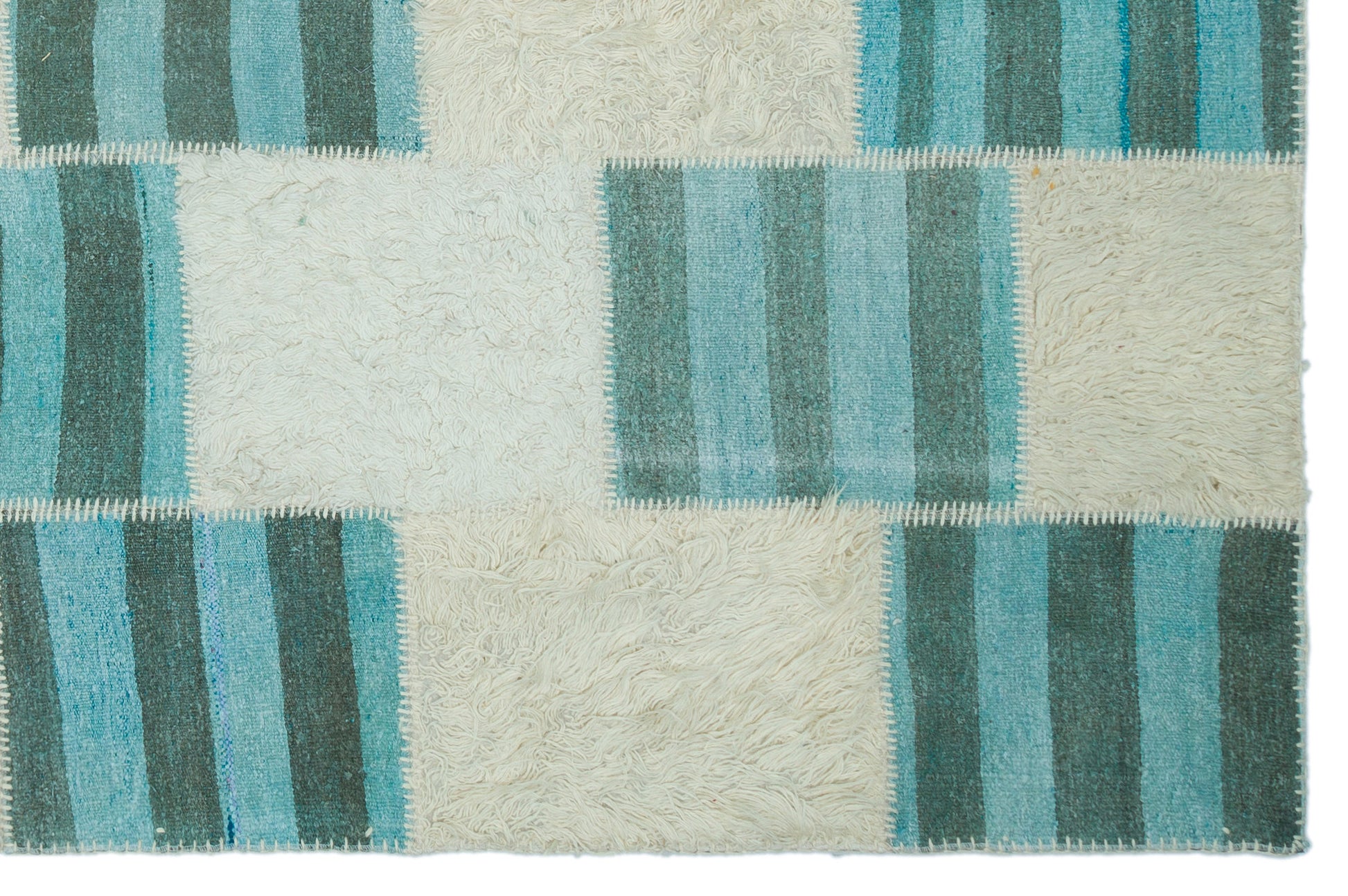 Teselya Bej Patchwork Yün El Dokuma Halısı 203 x 301 Apex Unique