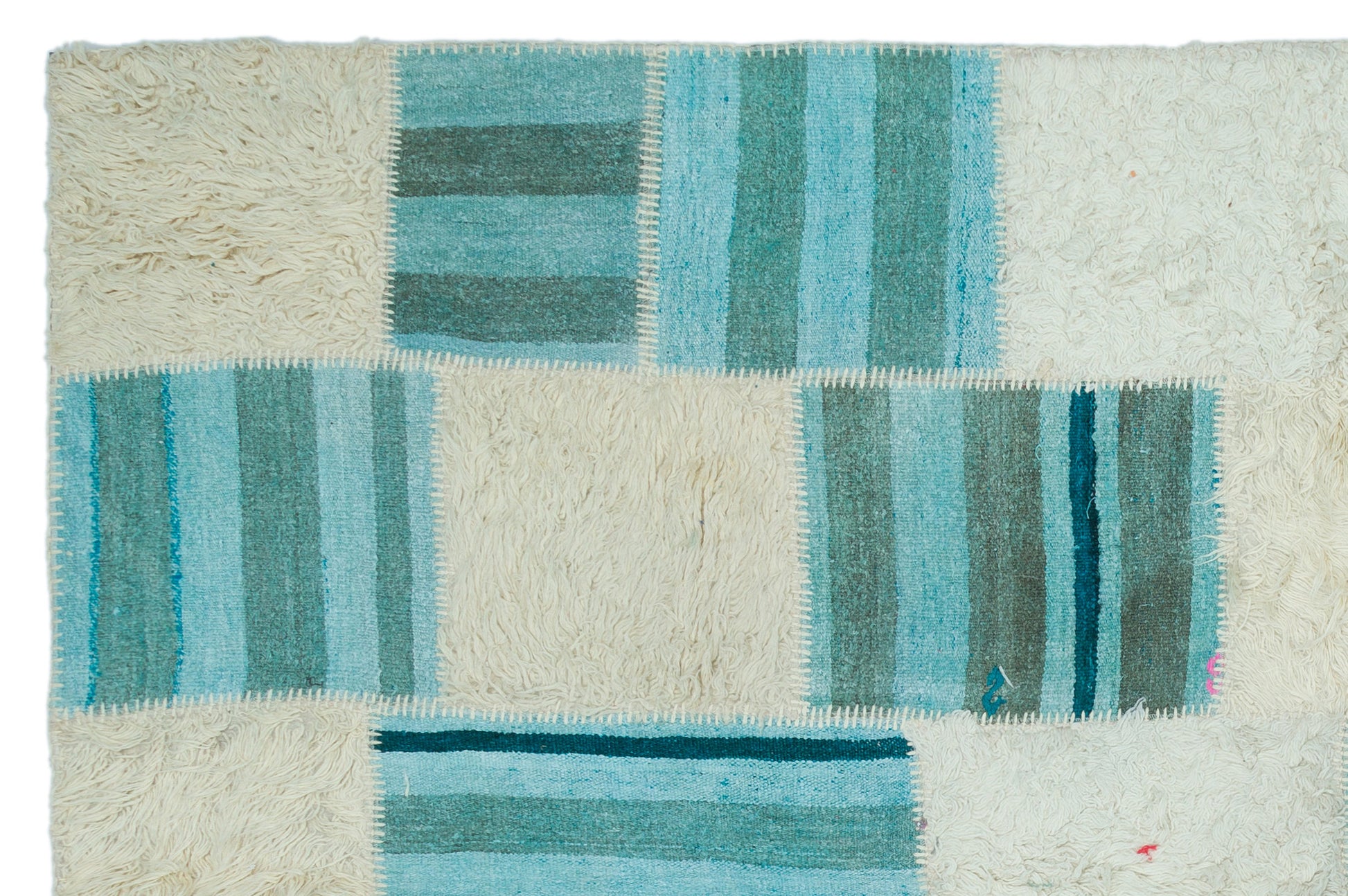 Teselya Bej Patchwork Yün El Dokuma Halısı 203 x 301 Apex Unique