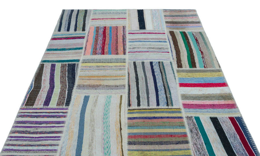 Kırmızı Mavi Anadolu Bohem Geometrik Yün Halı 160x227 - Özel Seri