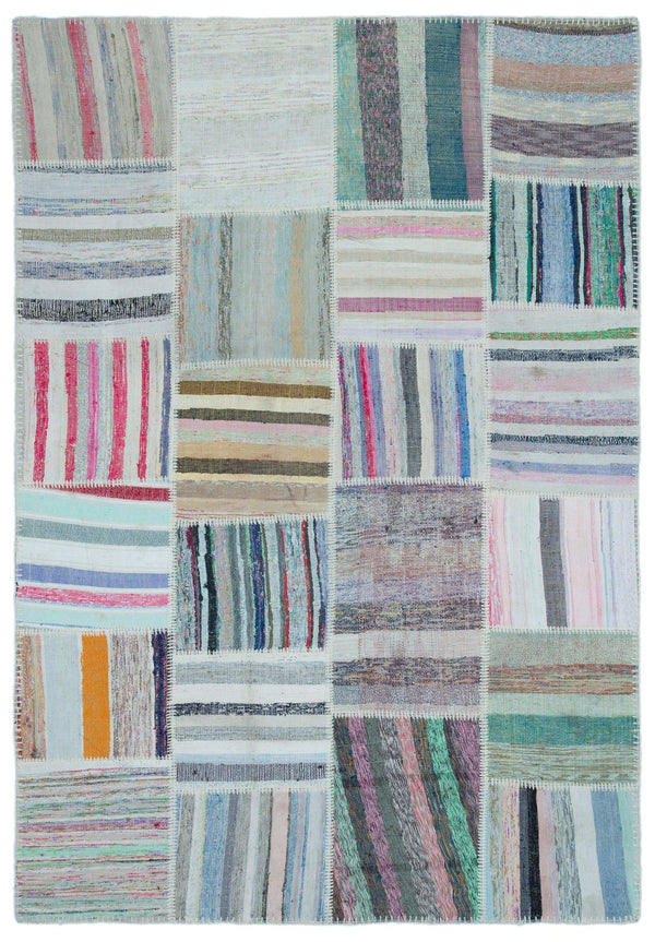 Bej Gri Anadolu Geometrik Modern Yün Halı 160x230 - Özel Seri
