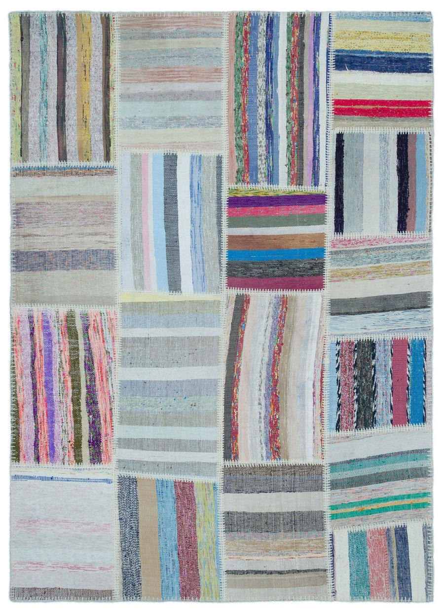 Geometrik Desenli Çok Renkli El Dokuma Halı 160x224 cm 25417 – Koridor kullanımı