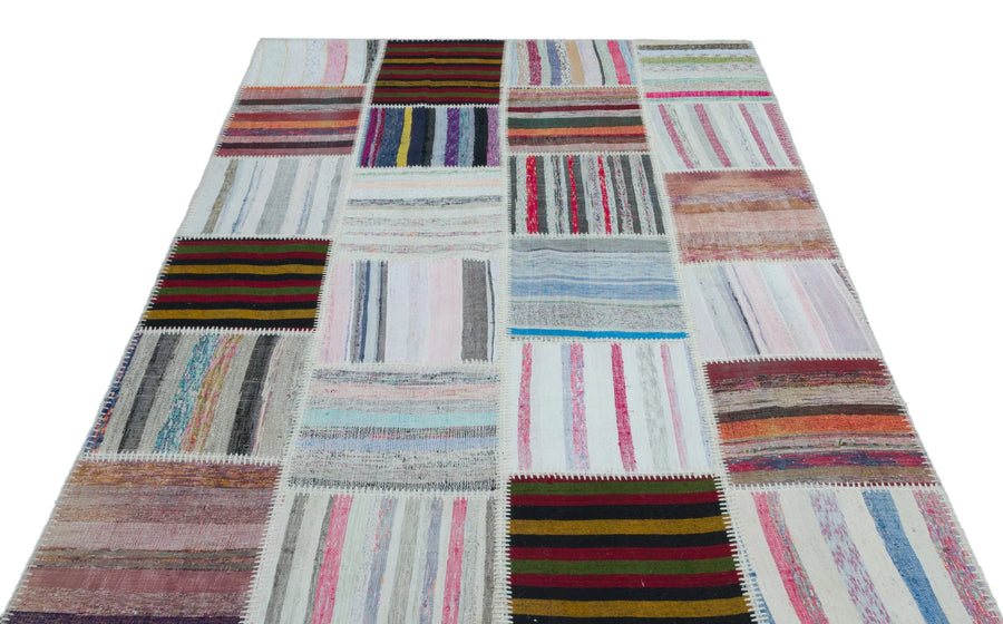 Beyaz Gri Anadolu Bohem Geometrik Yün Halı 160x230 - Özel Seri