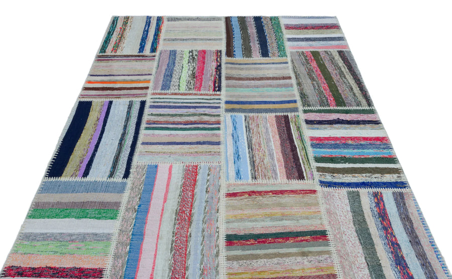Bej Beyaz Geometrik Modern Yün Halı 160x230