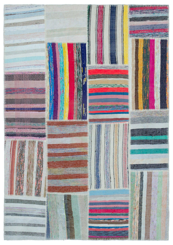 Kırmızı Mavi Anadolu Bohem Geometrik Yün Halı 160x228 - Özel Seri