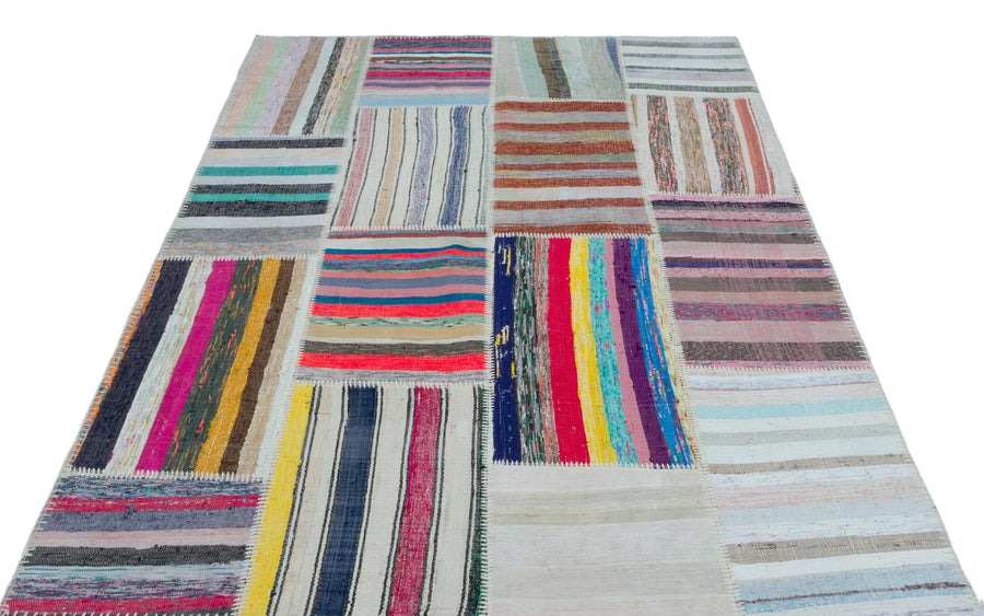 Kırmızı Mavi Anadolu Bohem Geometrik Yün Halı 160x228 - Özel Seri