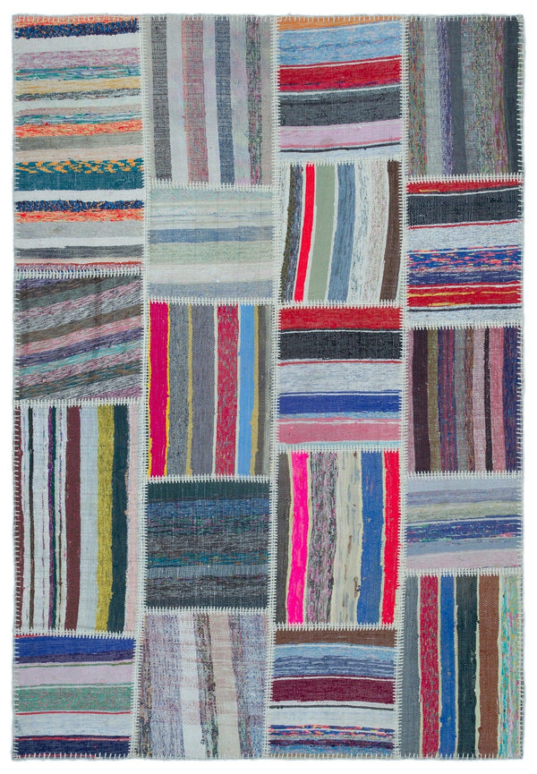 Gri Kırmızı Anadolu Geometrik Modern Yün Halı 160x230 - Özel Seri