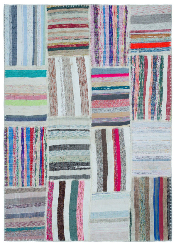 Bej Geometrik Modern Yün Halı 160x224